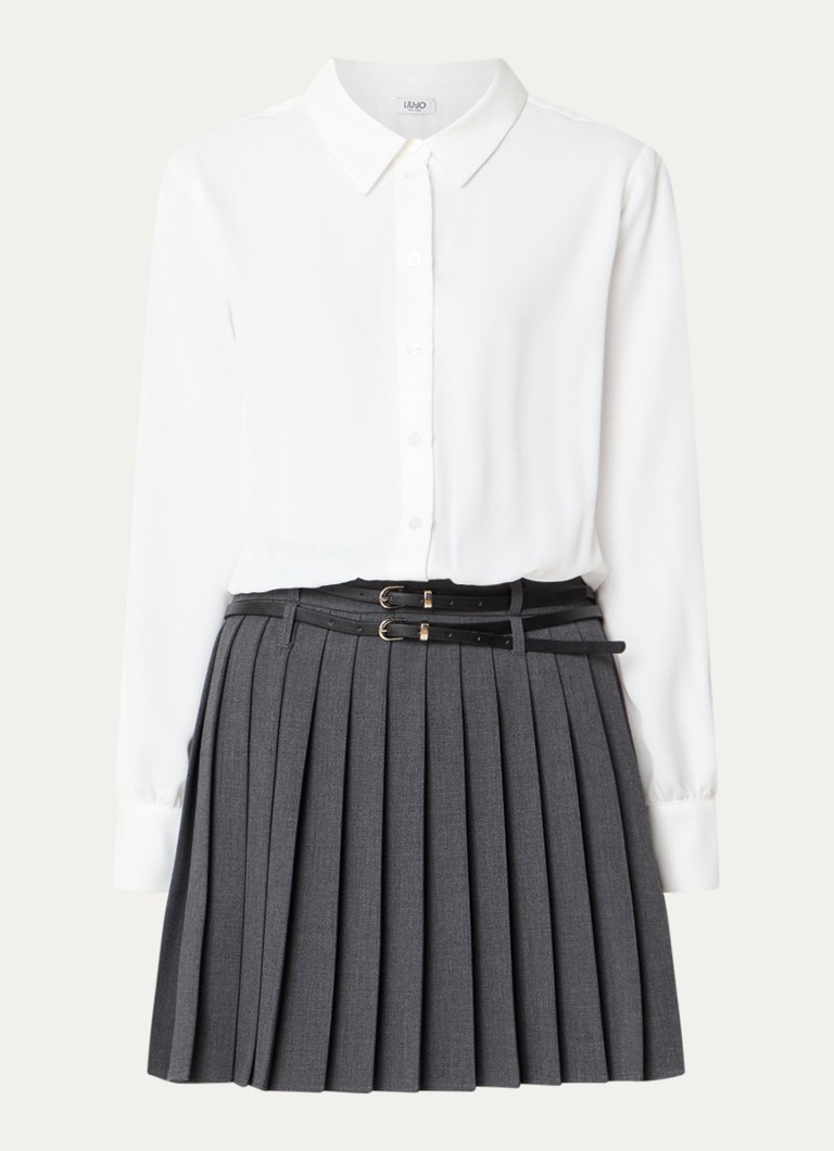 Liu Jo Dames Mini blousejurk met ceintuur in de kleur Gebroken wit