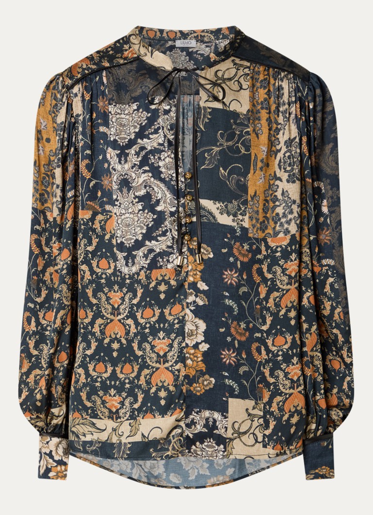 Liu Jo Dames Blouse met print en ballonmouw in de kleur Donkerblauw