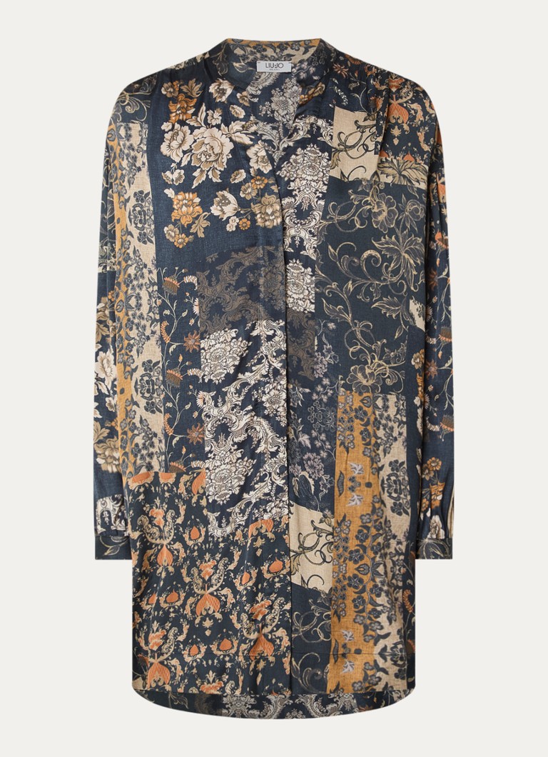 Liu Jo Dames Blousejurk met print en ceintuur in de kleur Donkerblauw