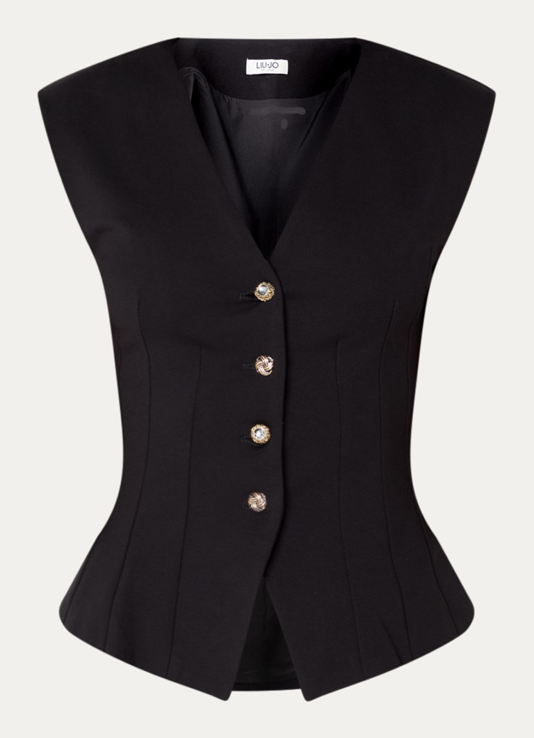 Liu Jo Dames Fittato gilet met V-hals in de kleur Zwart