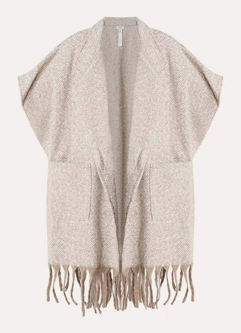 Liu Jo Dames Fijngebreide poncho met gemêleerd dessin in de kleur Bruin