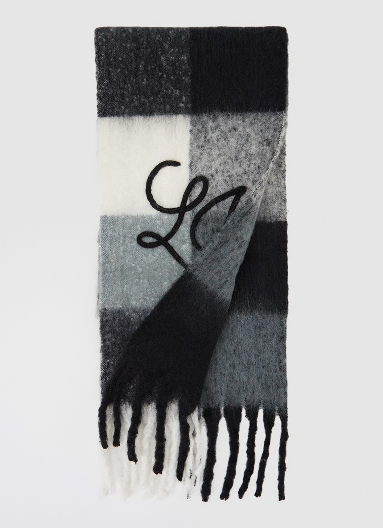 Liu Jo Dames Sjaal in wolblend met logoborduring 195 x 30 cm in de kleur Blauwgrijs