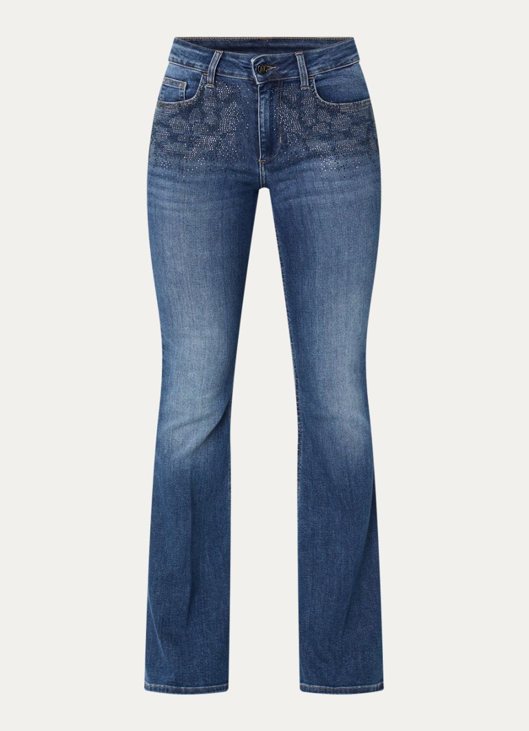 Liu Jo Dames Low waist flared jeans met medium wassing in de kleur Indigo