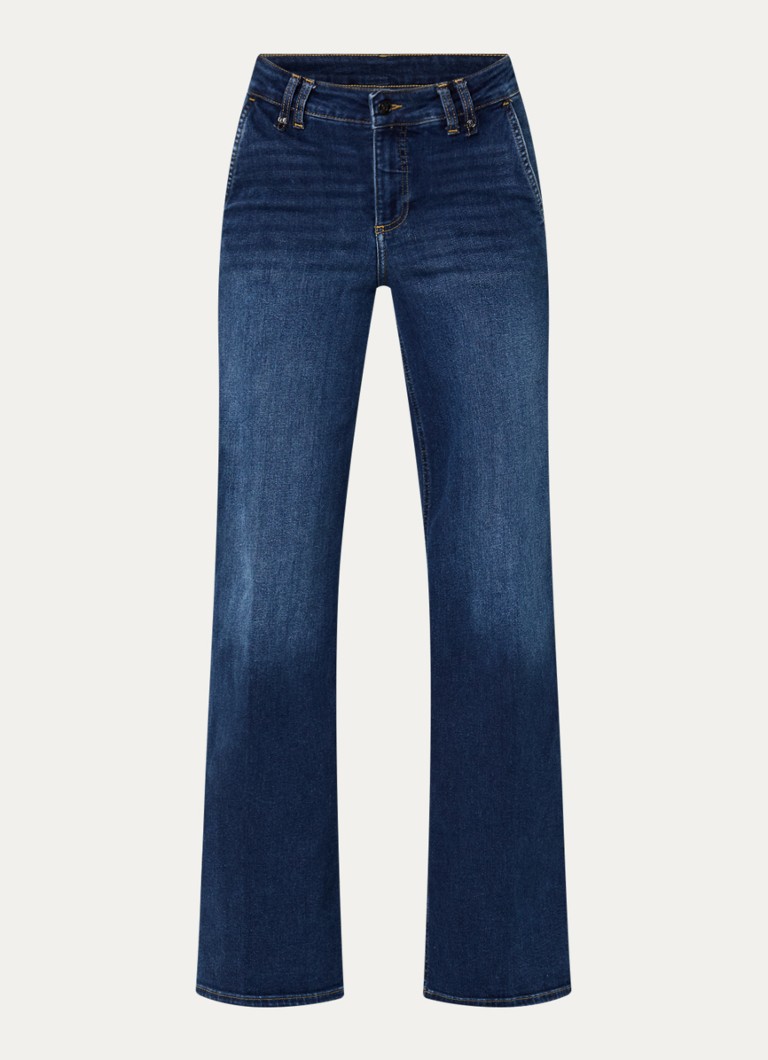 Liu Jo Dames Mid waist flared jeans met donkere wassing in de kleur Indigo
