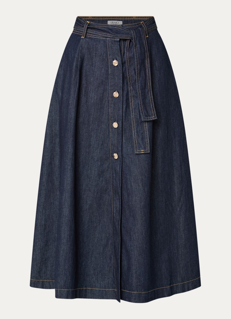 Liu Jo Dames Maxi A-lijn spijkerrok met steekzakken in de kleur Indigo
