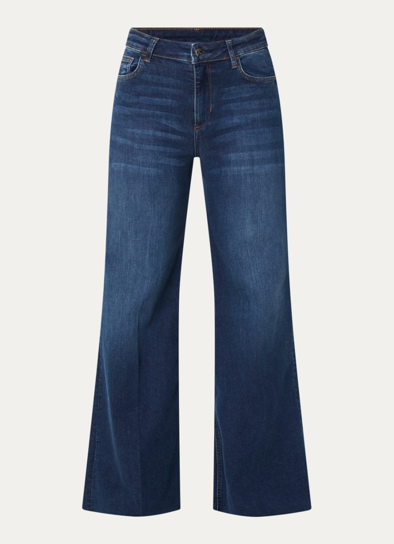 Liu Jo Dames High waist flared fit jeans met medium wassing in de kleur Indigo