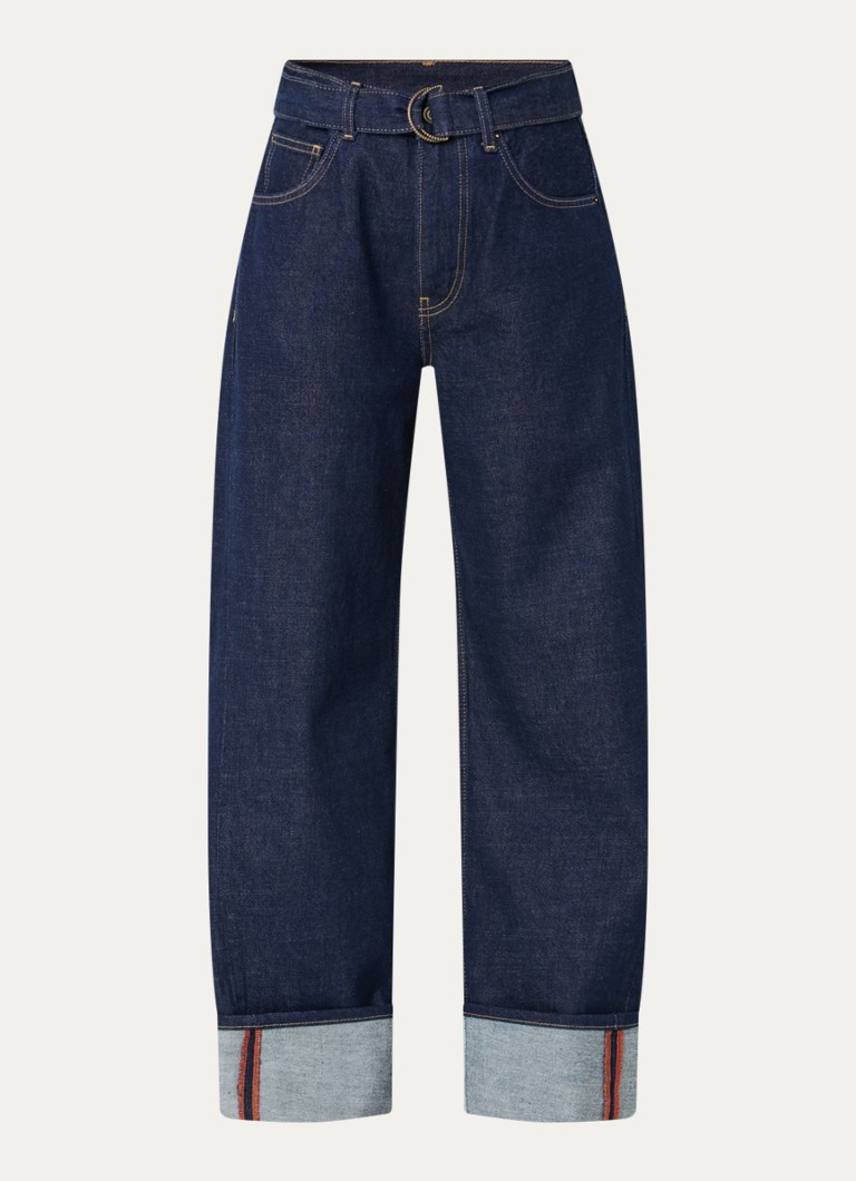 Liu Jo Dames High waist wide fit jeans met donkere wassing en ceintuur in de kleur Indigo