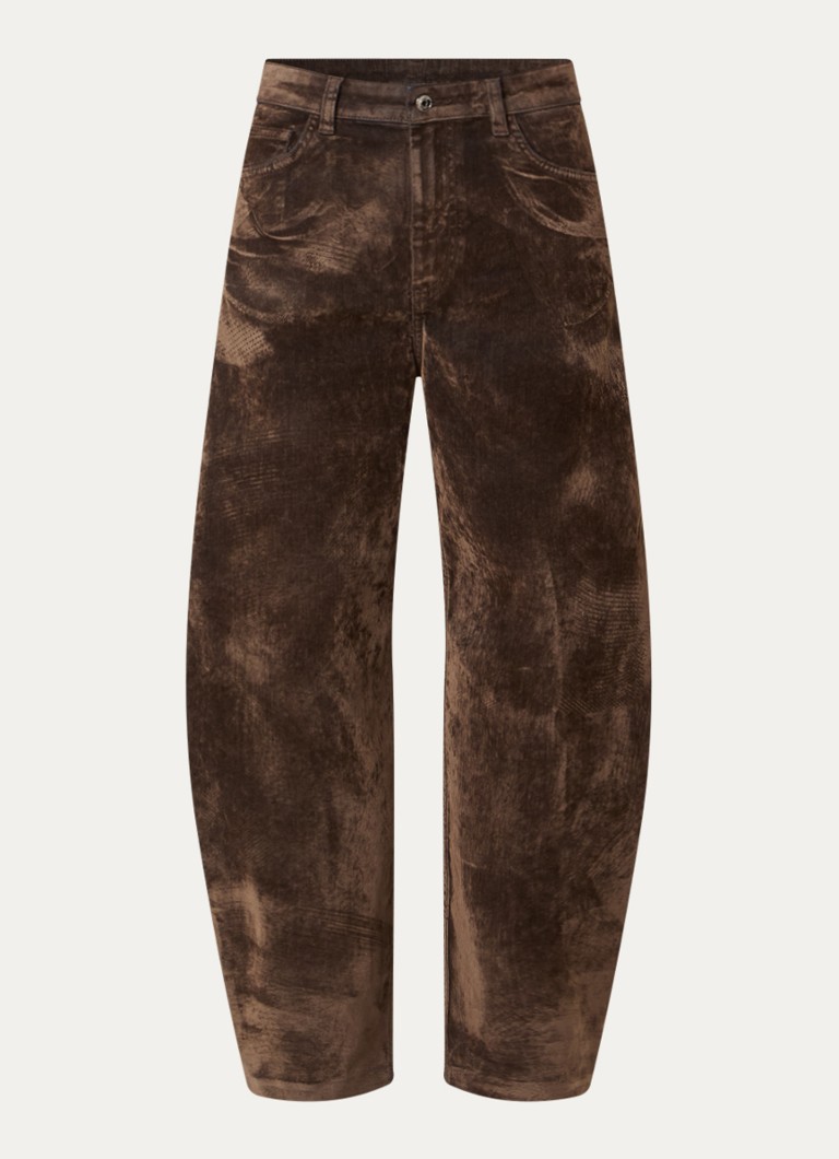 Liu Jo Dames High waist wide fit broek van suède in de kleur Bruin