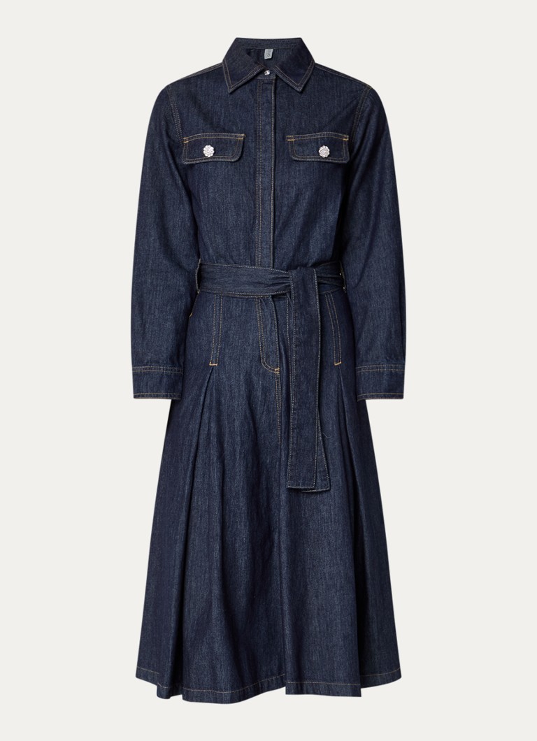 Liu Jo Dames Abito midi denim tuniekjurk met plooidetail in de kleur Indigo