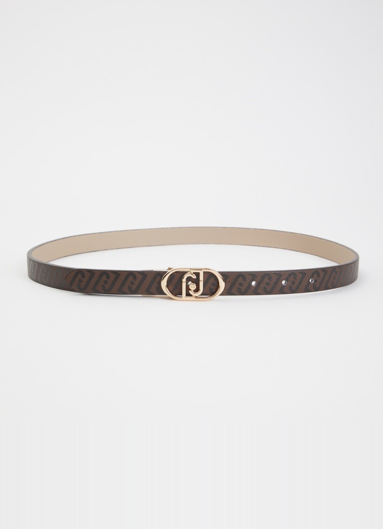 Liu Jo Dames Reversible riem met logoprint in de kleur Hazelnootbruin