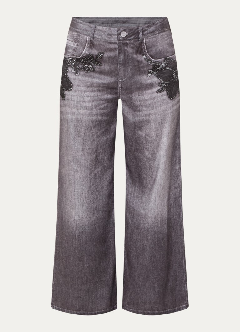Liu Jo Dames High waist loose fit broek met print in de kleur Donkergrijs