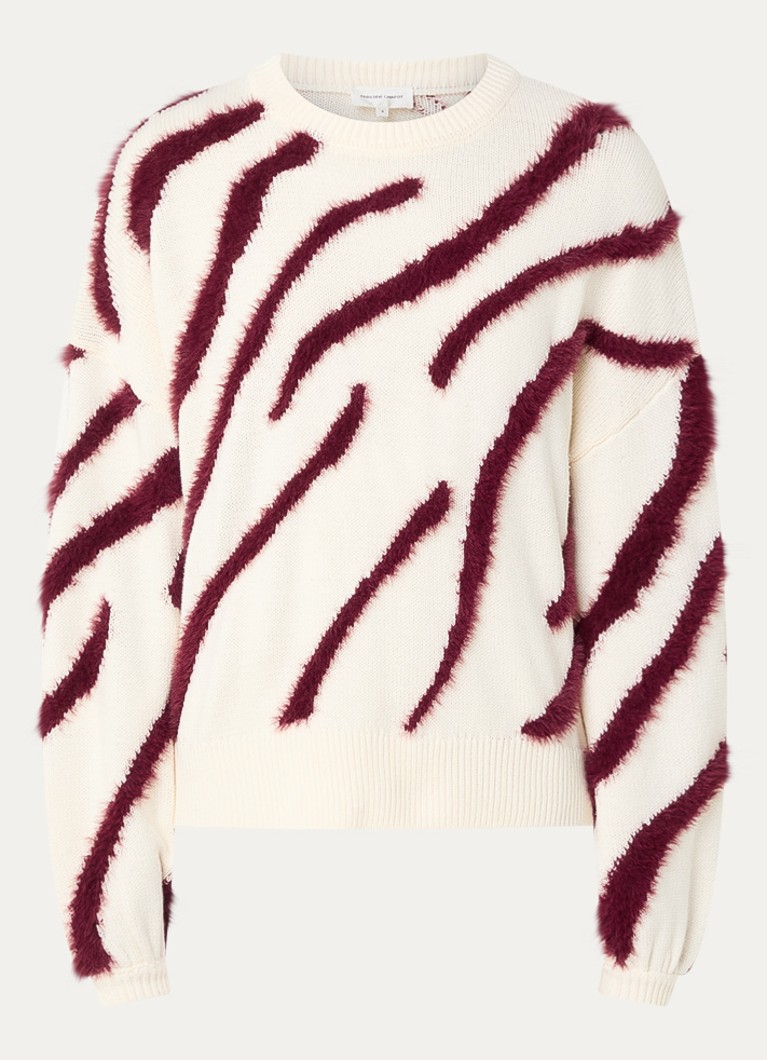 Fabienne Chapot Dames Fijngebreide trui met zebraprint in de kleur Wit