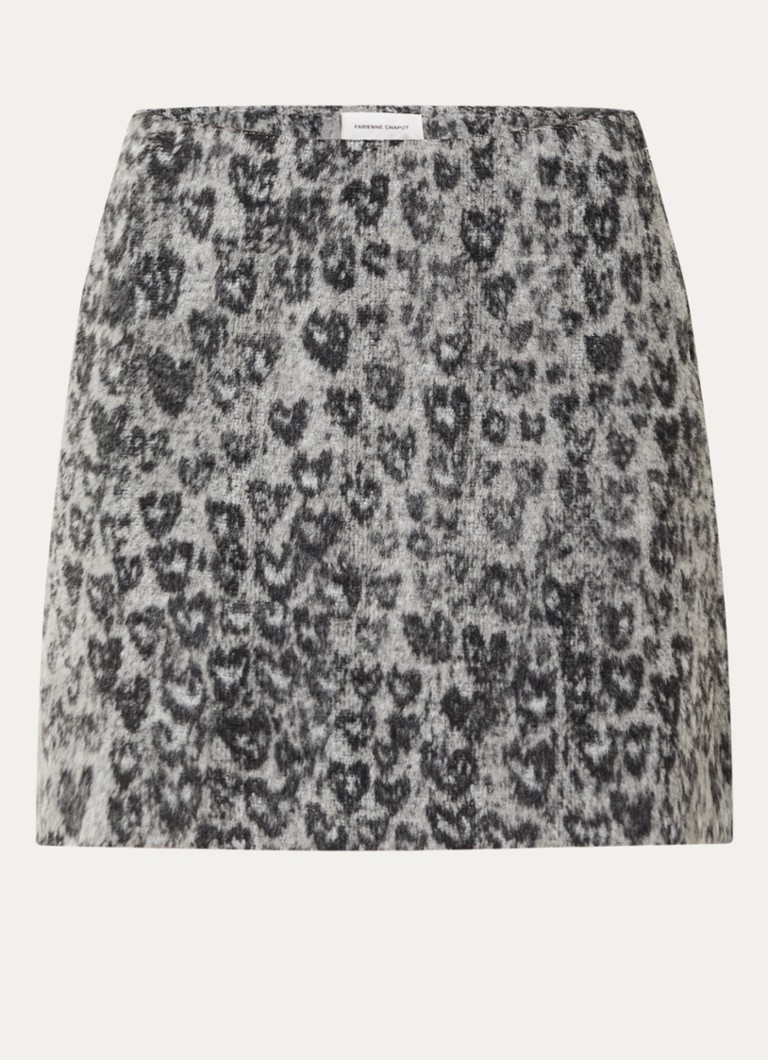 Fabienne Chapot Dames Kendal minirok in wolblend met panterprint in de kleur Grijs