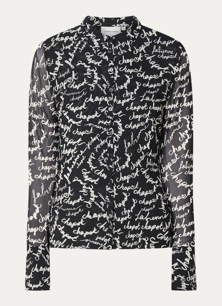 Fabienne Chapot Dames Kevis blouse met logoprint in de kleur Zwart