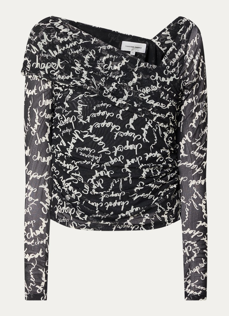 Fabienne Chapot Dames Bjorn semi-transparante top met logoprint in de kleur Zwart