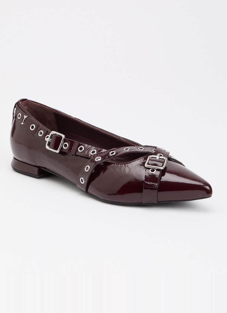 Fabienne Chapot Dames Clara ballerina van lakleer met gespdetail in de kleur Aubergine