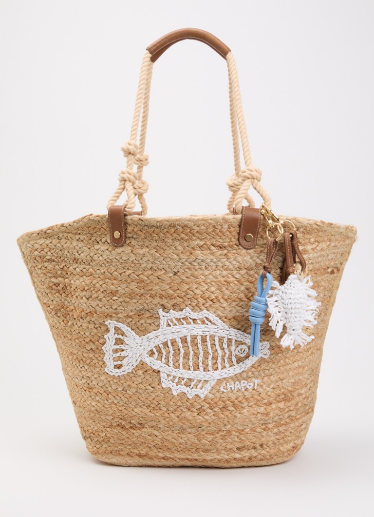 Fabienne Chapot Dames Nico At Sea shopper van raffia in de kleur Beige