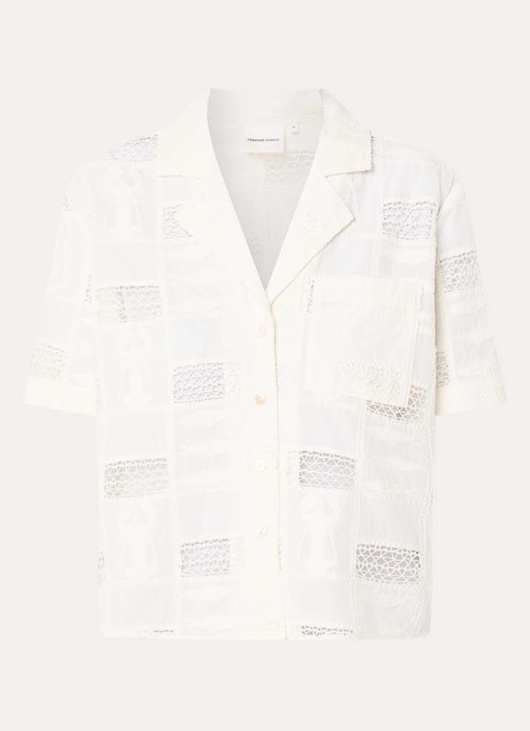 Fabienne Chapot Dames Farida blouse met opengewerkt dessin in de kleur Gebroken wit