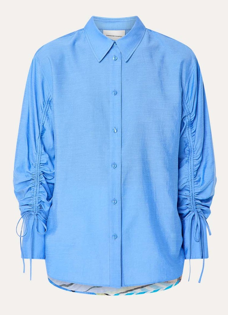 Fabienne Chapot Dames Navina blouse in linnenblend met backprint in de kleur Blauw