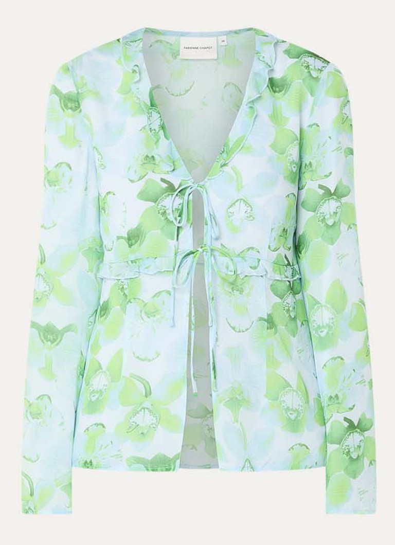 Fabienne Chapot Dames Tinie semi-transparante blouse met print in de kleur Groen