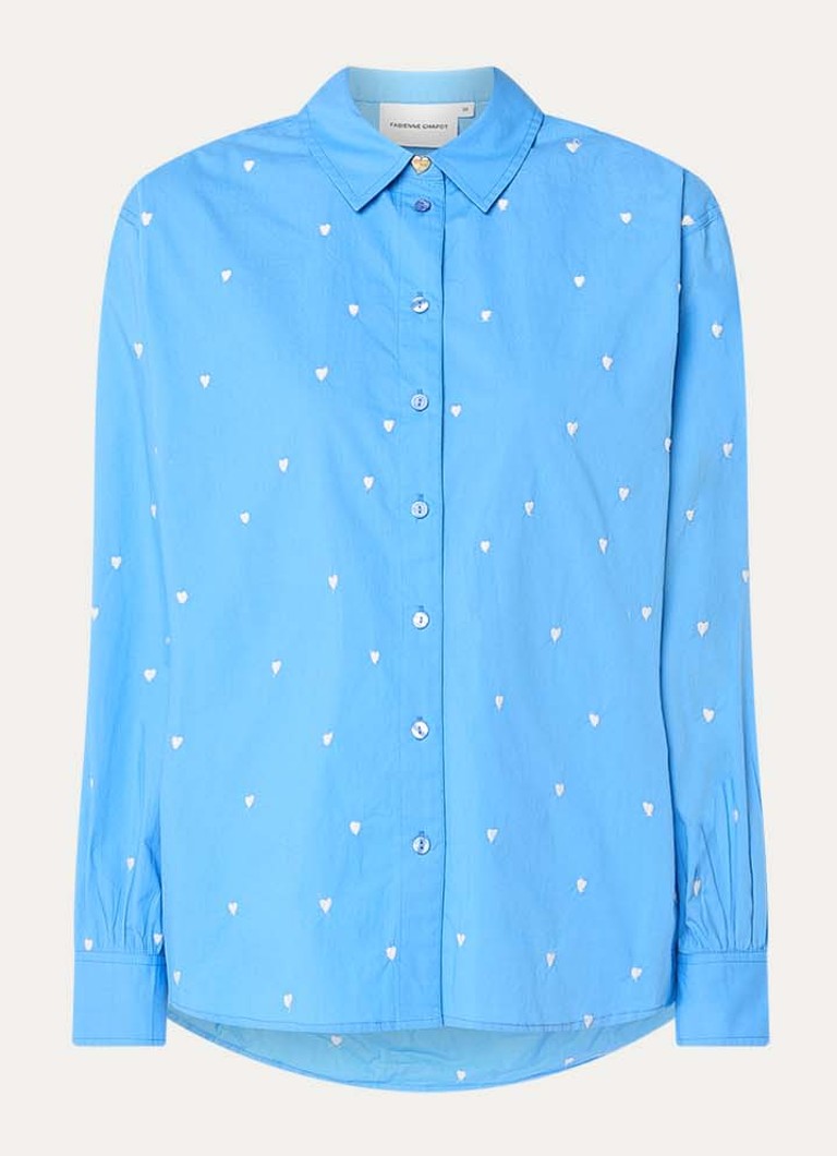 Fabienne Chapot Dames Dina blouse met borduring in de kleur Lichtblauw