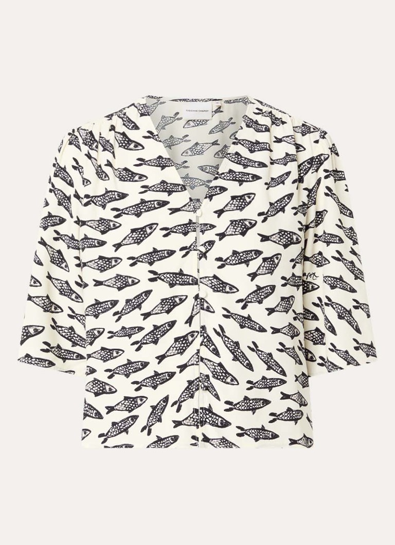 Fabienne Chapot Dames Starlet blouse met print in de kleur Gebroken wit