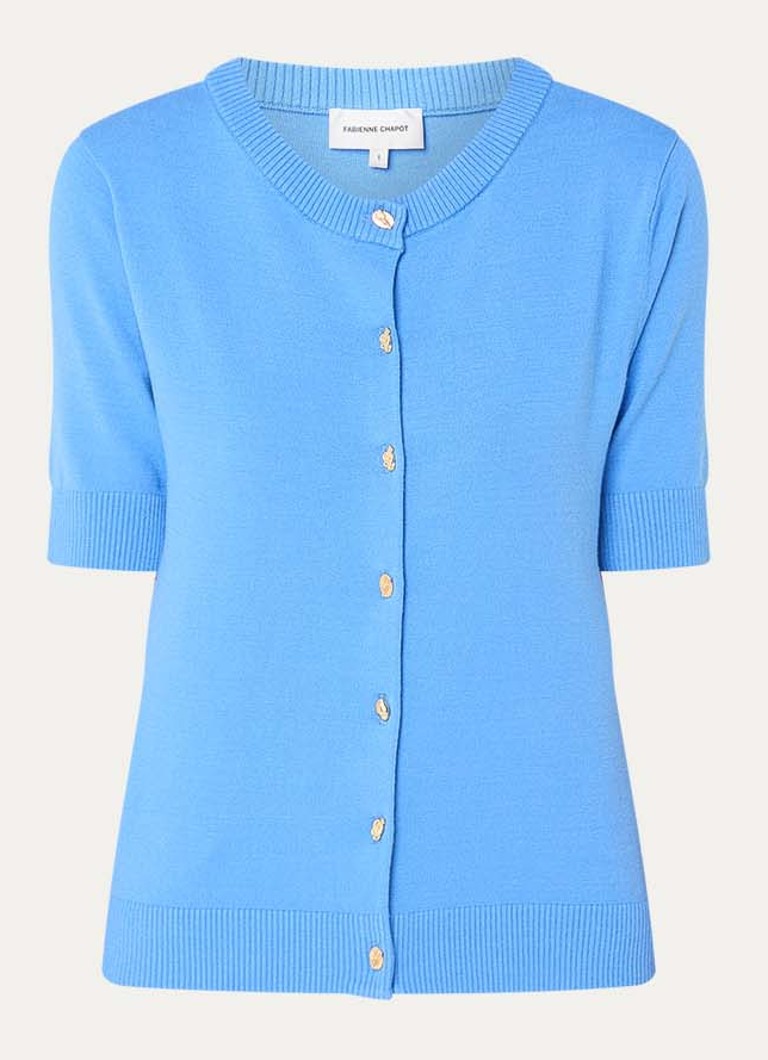 Fabienne Chapot Dames Molly fijngebreid vest met ronde hals in de kleur Blauw