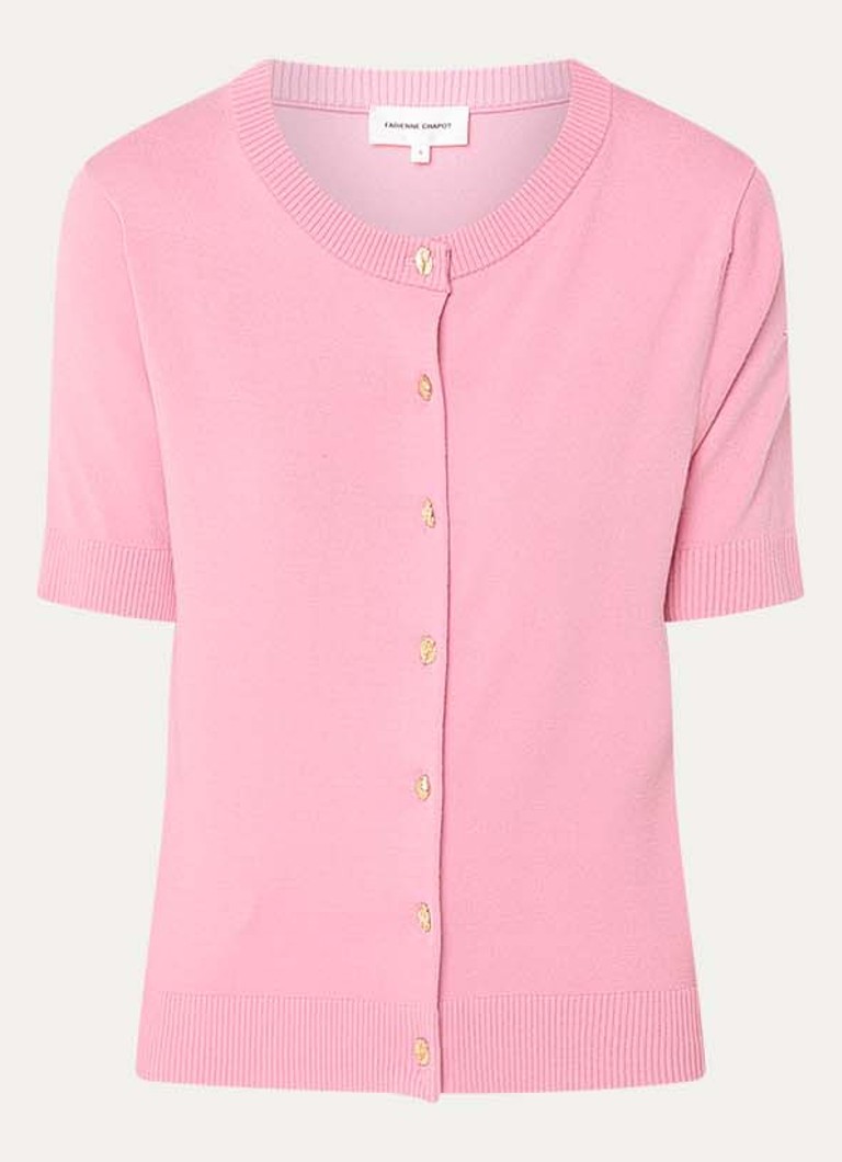 Fabienne Chapot Dames Molly fijngebreid vest met ronde hals in de kleur Roze