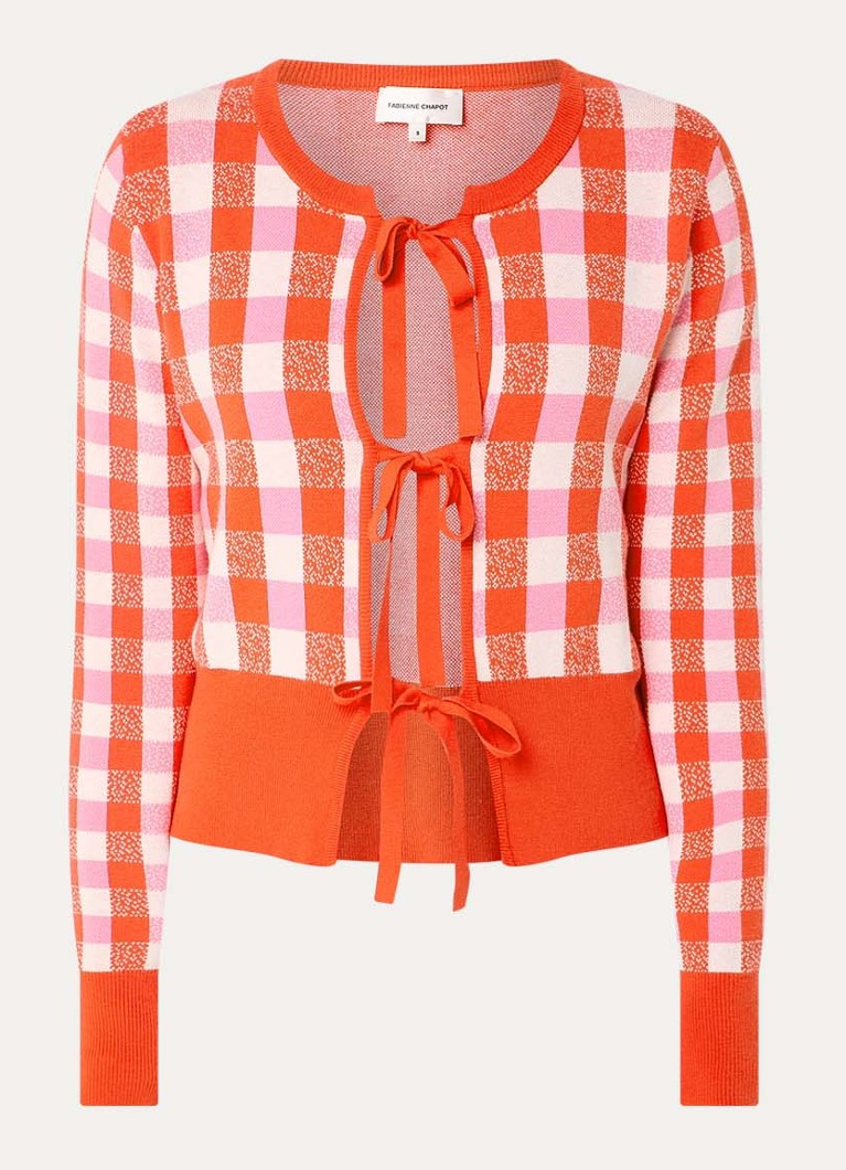Fabienne Chapot Dames Camille fijngebreid vest met ingebreid patroon en gestrikt detail in de kleur Rood
