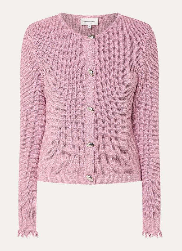 Fabienne Chapot Dames Jody grofgebreid vest met lurex in de kleur Roze