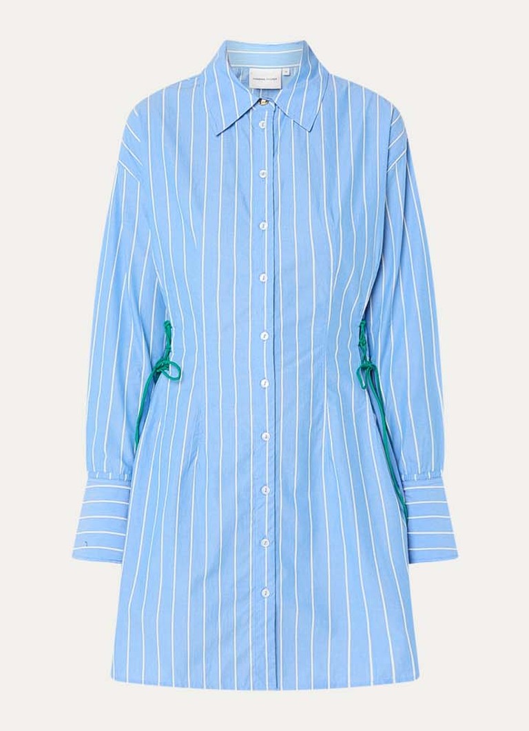 Fabienne Chapot Dames Colette mini blousejurk met streepprint en gestrikt detail in de kleur Blauw