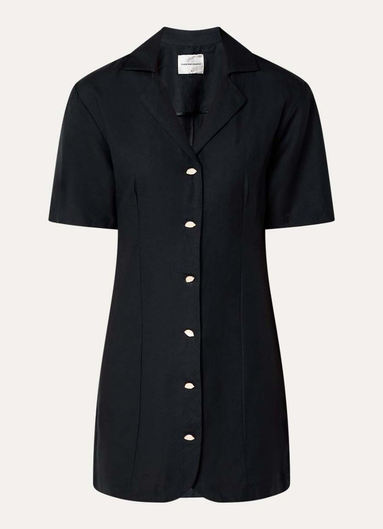 Fabienne Chapot Dames Melody mini blousejurk in linnenblend in de kleur Zwart