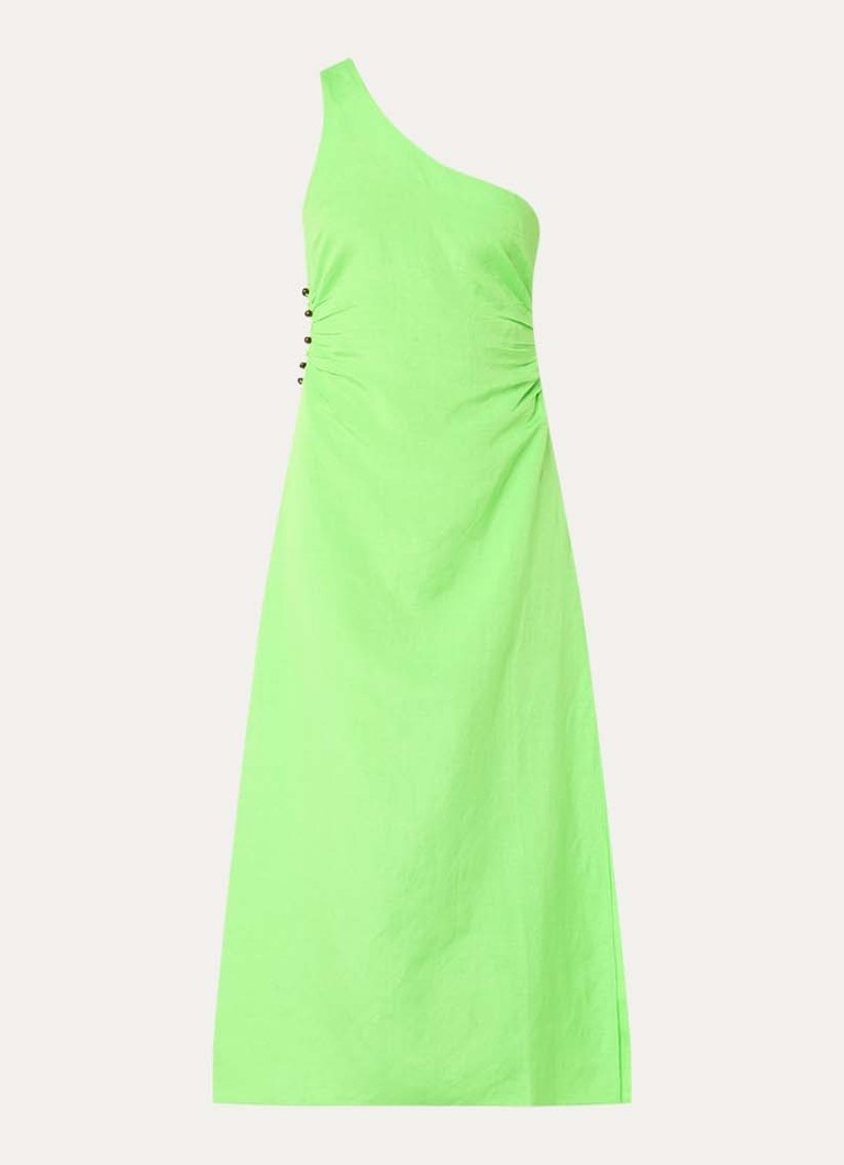 Fabienne Chapot Dames Mandara midi jurk in linnenblend met cut-out detail in de kleur Groen