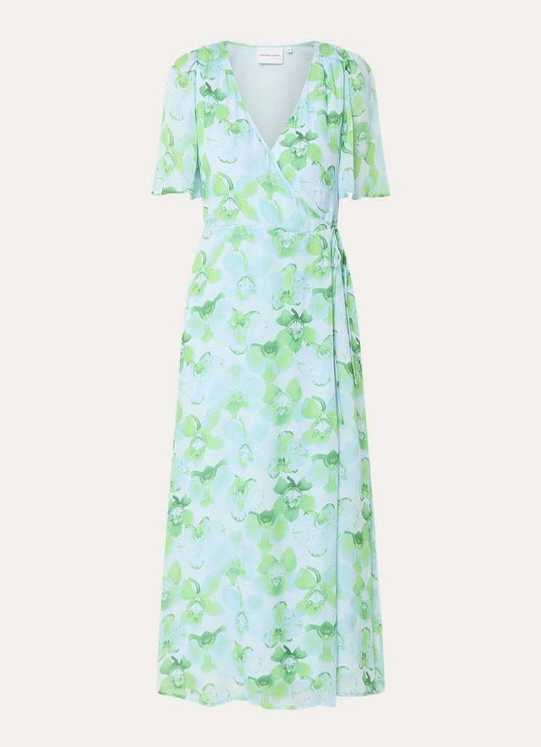 Fabienne Chapot Dames Denise midi tuniekjurk met bloemprint en strikceintuur in de kleur Groen