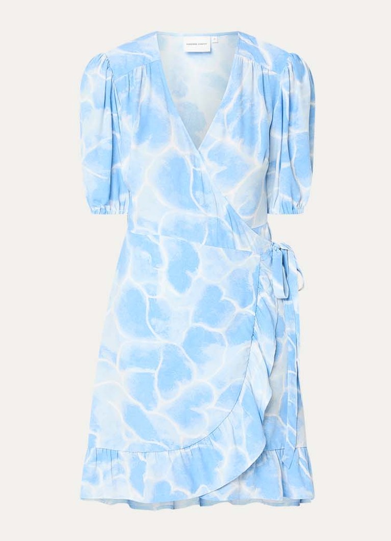 Fabienne Chapot Dames Ariel mini tuniekjurk met print en strikceintuur in de kleur Lichtblauw