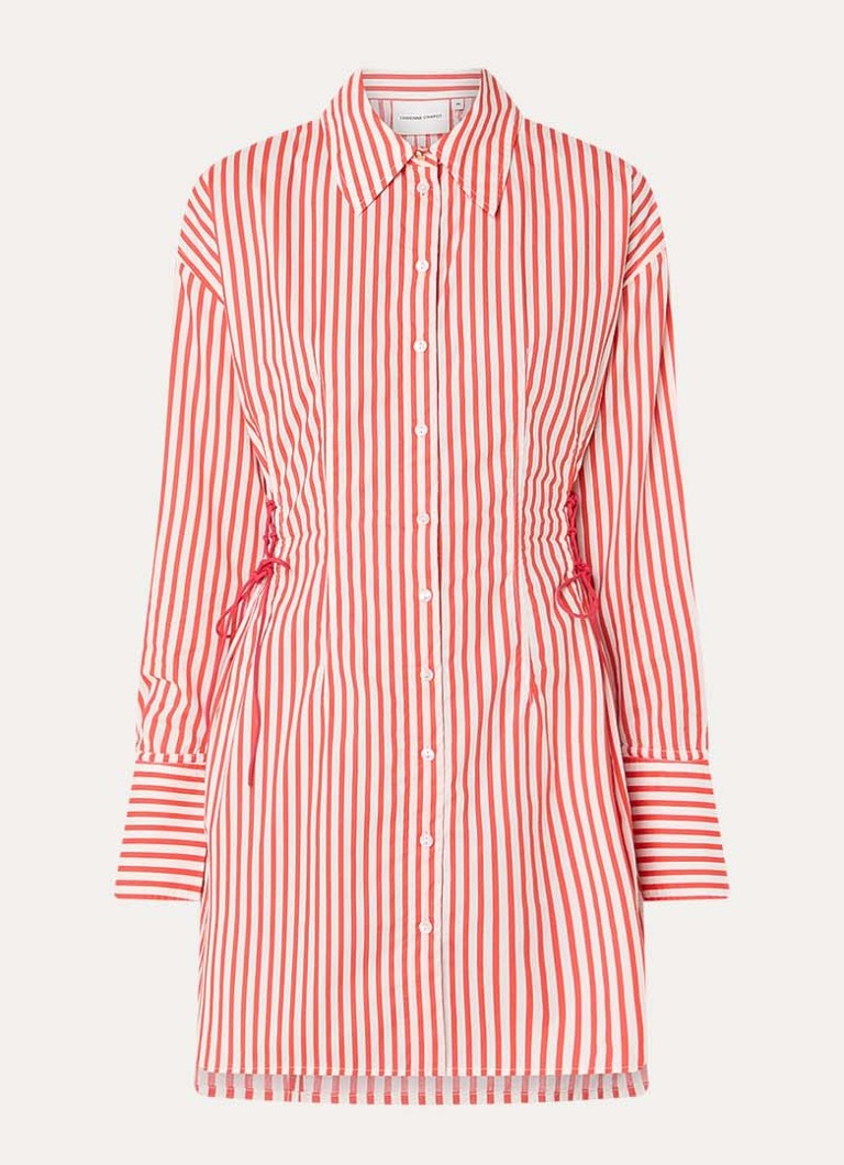 Fabienne Chapot Dames Coletta mini blousejurk met streepprint in de kleur Rood