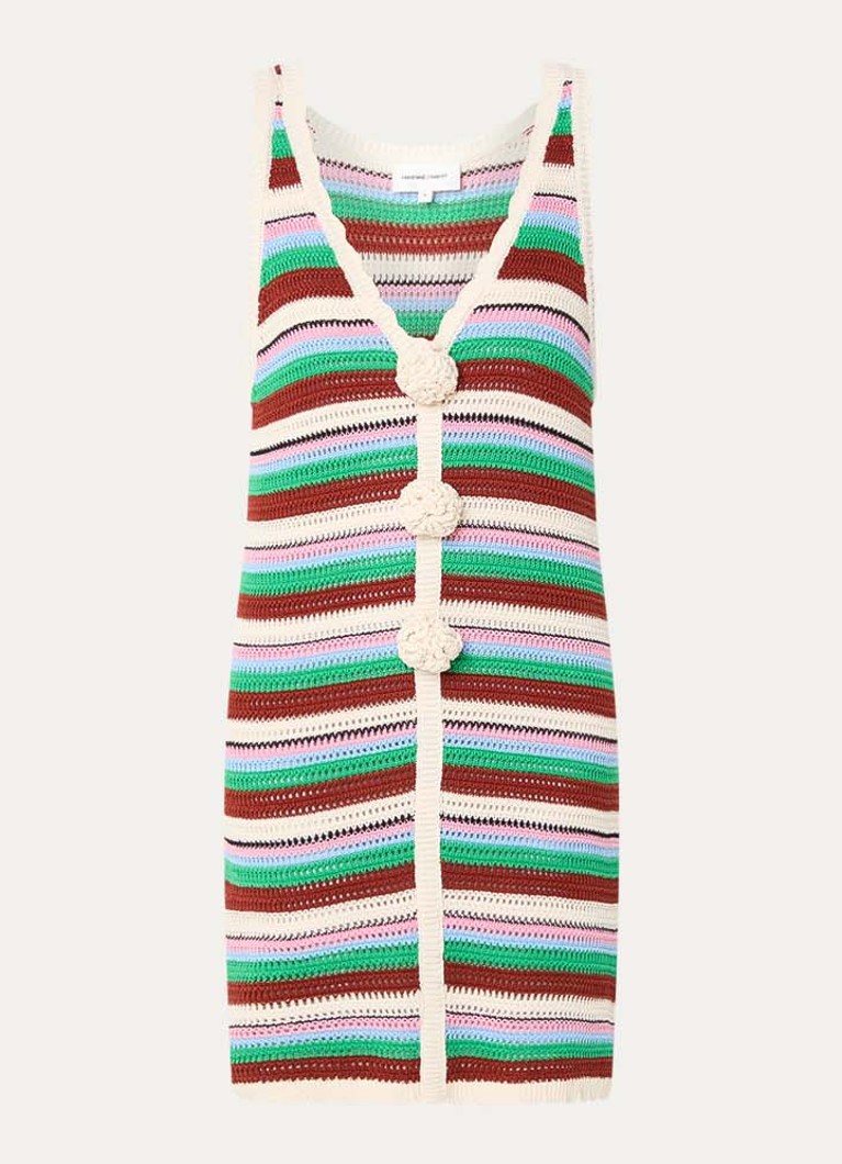 Fabienne Chapot Dames Paulina grofgebreide mini jurk met streepprint in de kleur Bruin