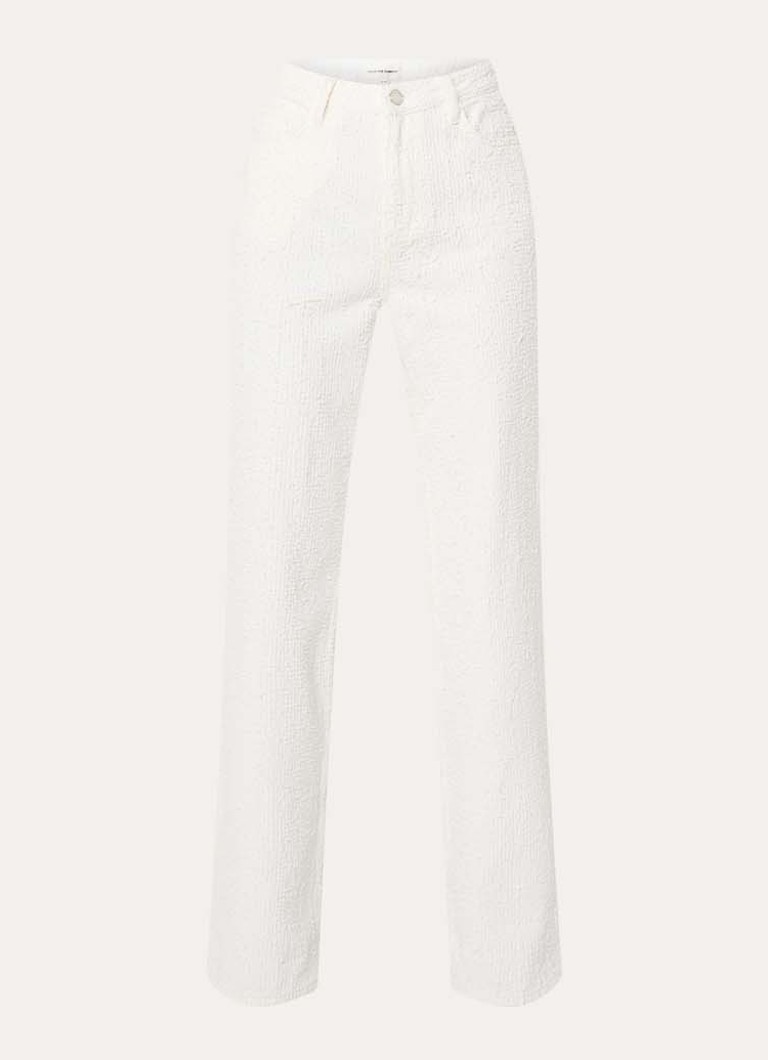 Fabienne Chapot Dames Zoe high waist loose fit pantalon met structuur in de kleur Creme