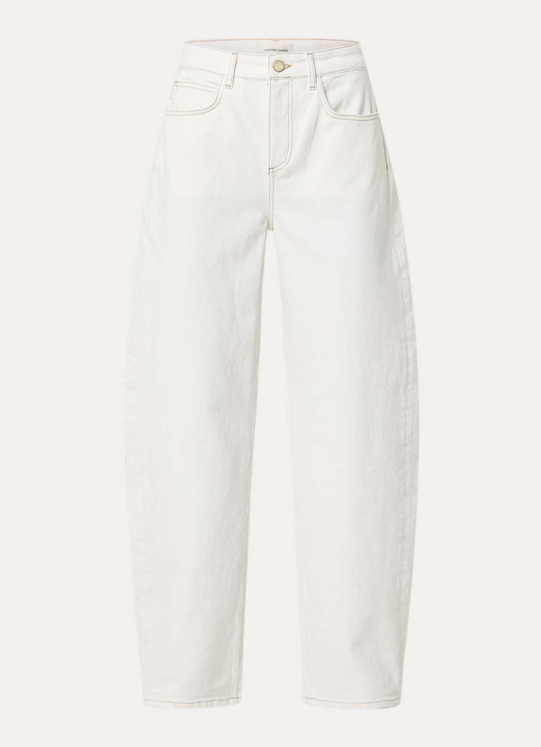 Fabienne Chapot Dames Betty high waist tapered fit jeans met gekleurde wassing in de kleur Gebroken wit
