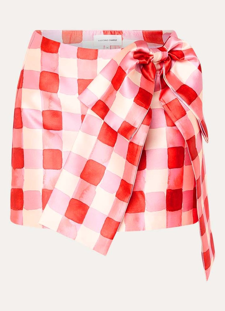 Fabienne Chapot Dames Beau minirok met ruitdessin en strikdetail in de kleur Rood