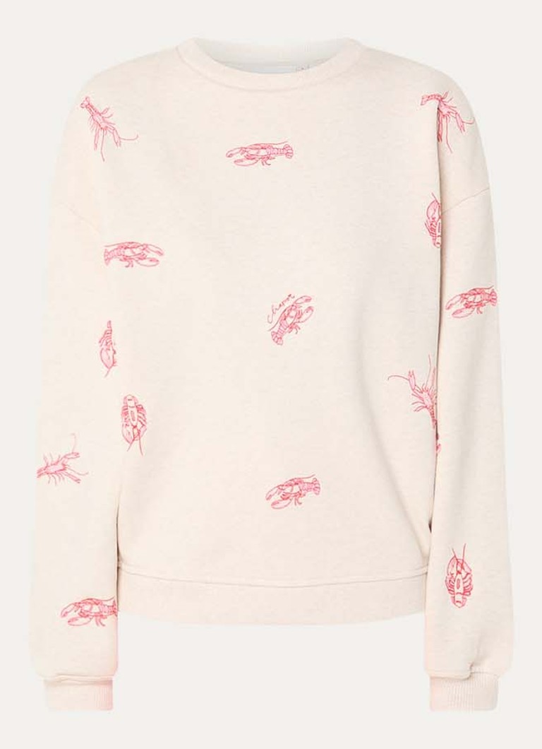 Fabienne Chapot Dames Terry sweater met borduring in de kleur Beige