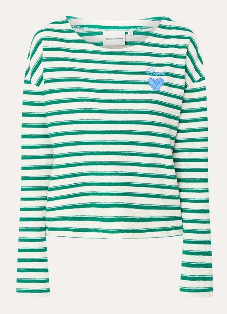 Fabienne Chapot Dames Celina grofgebreide top met streepprint in de kleur Groen