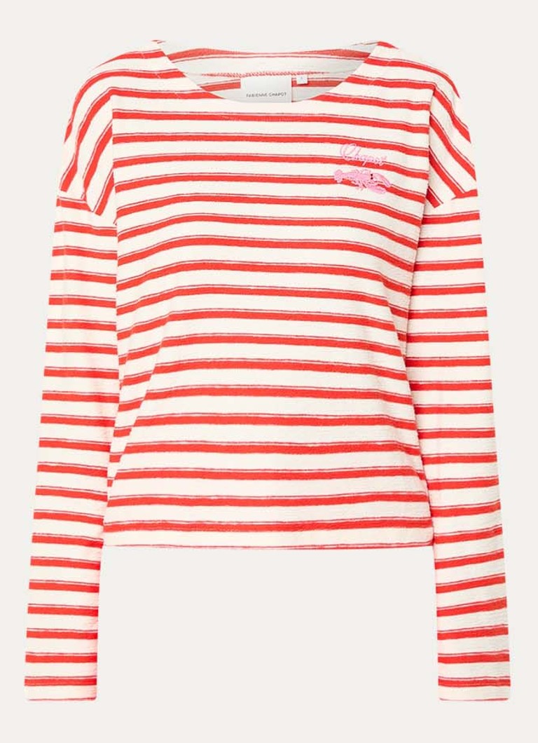 Fabienne Chapot Dames Celina grofgebreide top met streepprint in de kleur Rood