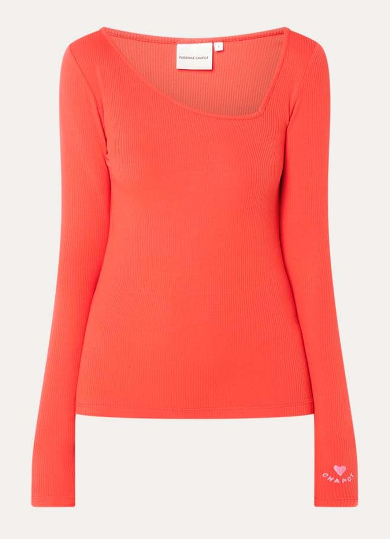 Fabienne Chapot Dames Valentina top met asymmetrische hals in de kleur Rood