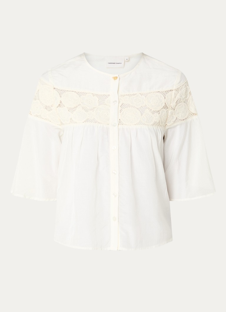 Fabienne Chapot Dames kristel blouse met borduring in de kleur Gebroken wit