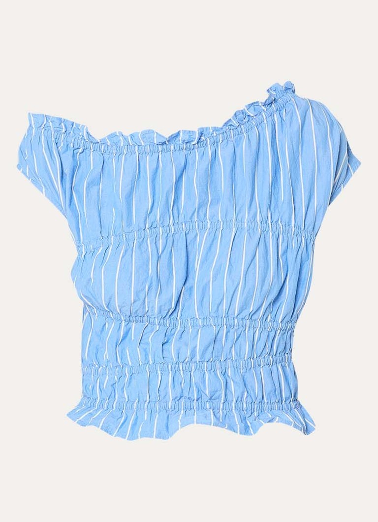 Fabienne Chapot Dames John mouwloze top met streepprint in de kleur Lichtblauw