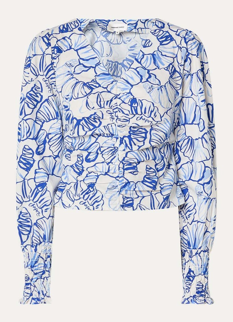 Fabienne Chapot Dames Madeleine tuniek met bloemenprint en ballonmouw in de kleur Kobaltblauw