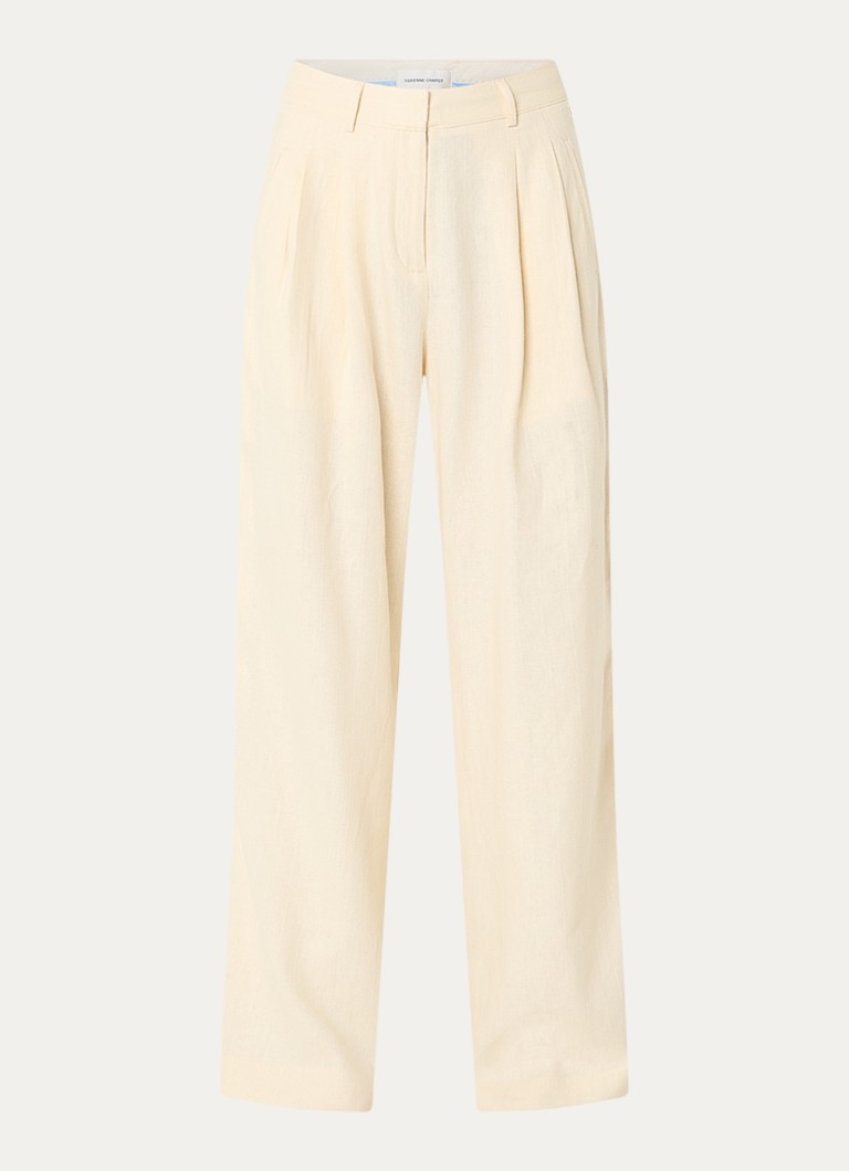 Fabienne Chapot Dames Carlie high waist loose fit pantalon in linnenblend in de kleur Creme