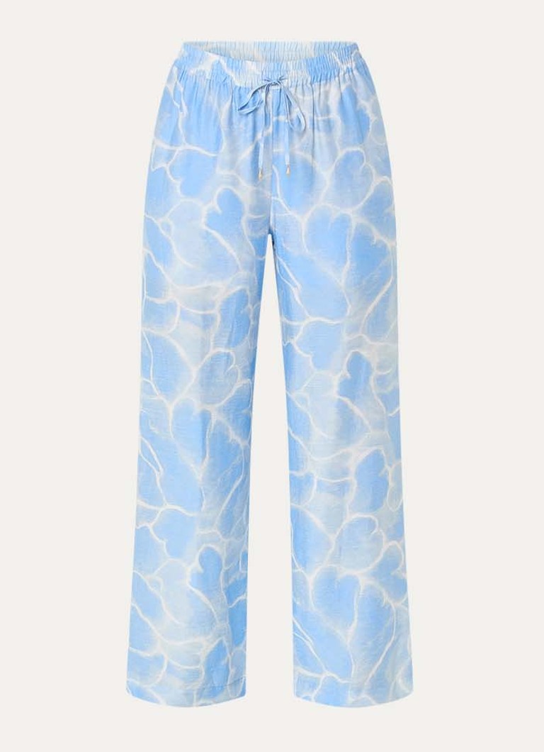 Fabienne Chapot Dames Brent high waist wide fit pantalon met print in de kleur Lichtblauw