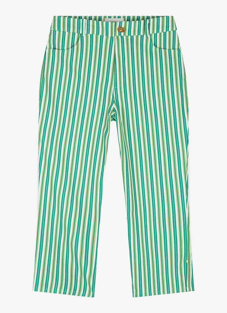 Fabienne Chapot Dames Camilio high waist flared fit broek in linnenblend in de kleur Donkergroen